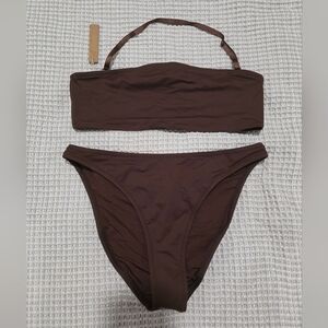 SKIMS Brown Bandeau Bikini Set